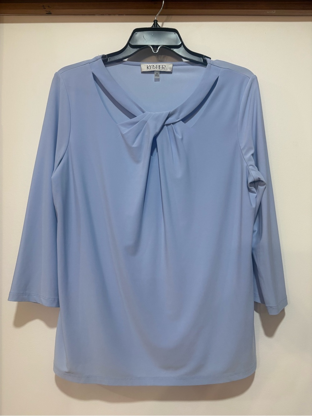 Kasper Women's Sky Blue Twist-Detail 3/4 Sleeve Blouse